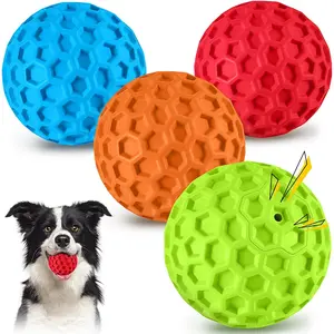 Indestructible Squeaky  Balls for Aggressive Chewers, Interactive  Toys to Keep Them Busy, Rubber    for Large Medium Breeds, Outdoor  (4 Colors)