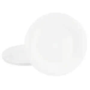 Gibson  10 in. Ultra Shadow Opal Glass Dinner Plate Set, White - 6 Piece