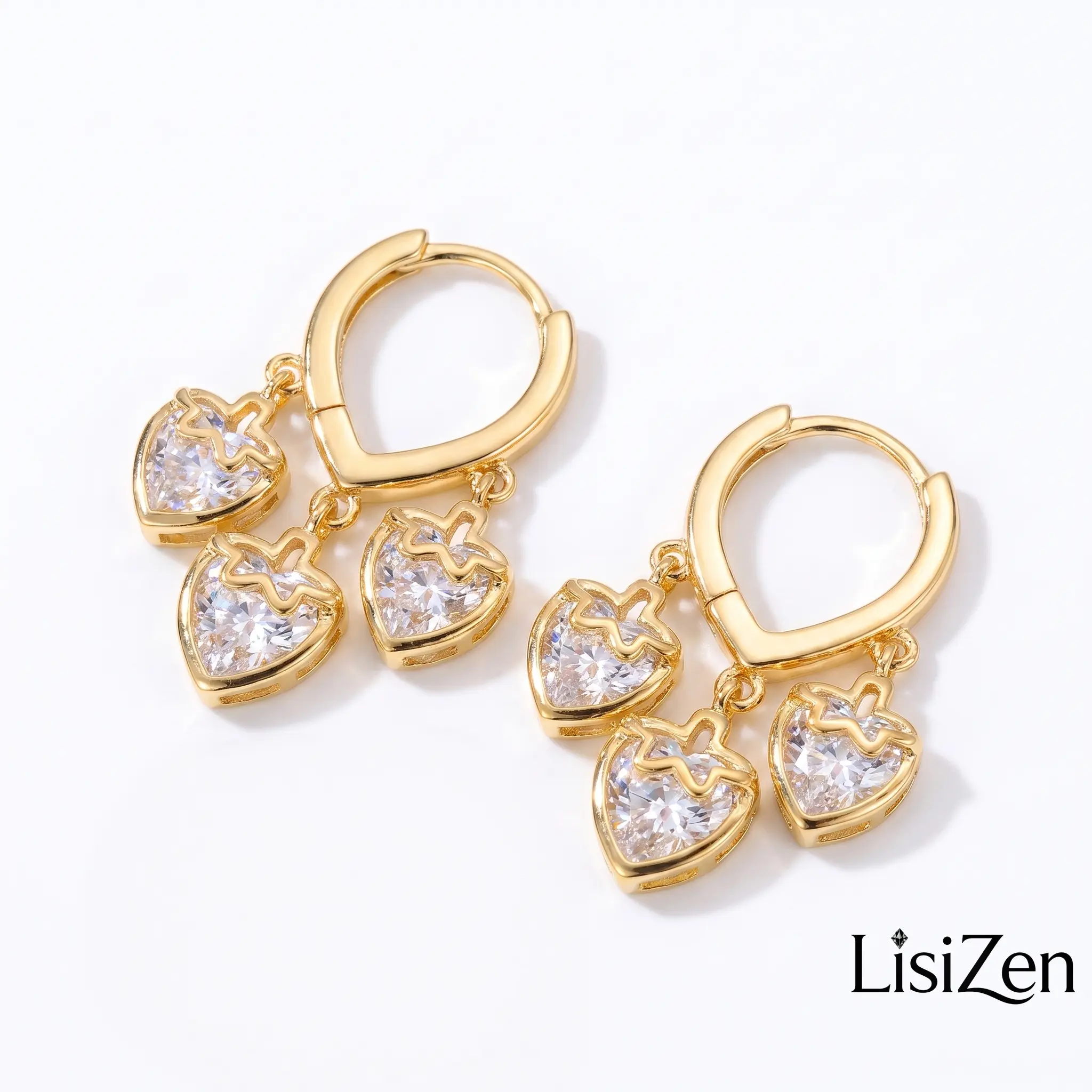 LisiZen 2026 New Arrival Strawberry Heart Crystal Earrings for Women Fashionable Stylish Light Luxury Stud Earrings Elegant Drop Earrings DZEH5354