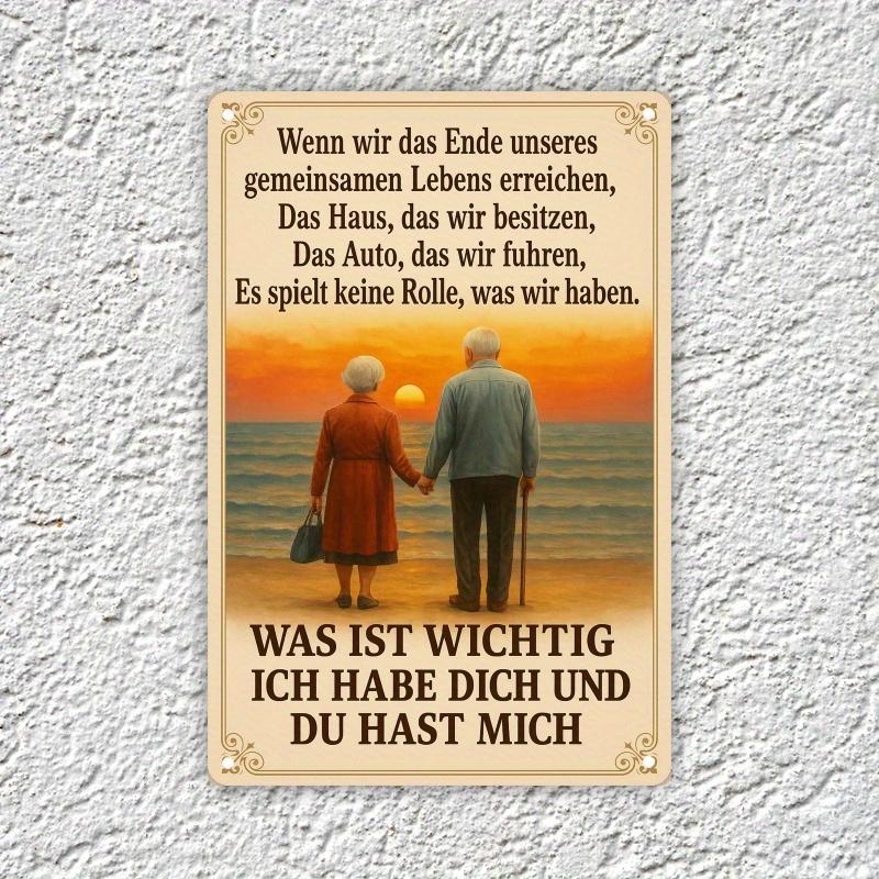 1PC 2D Flat Retro German Metal Wall Plaque - "I See You Again" Romantic Anniversary Gift, Suitable for Couples, Size 19.81x 29.97cm , Waterproof and Dustproof, Ideal for Home, Kitchen, Garage Decoration, Metal Wall Art Decoration