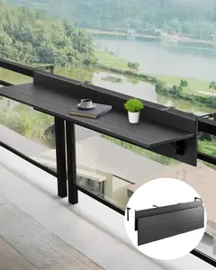Balcony Hanging Table 12 By 48 Inches, Outdoor Patio Railing Bar Table Foldable, Space Saving Design, Clip On Mount, Ideal For Small Balconies, Balcony Furniture For Outdoor Dining, Weather Resistant