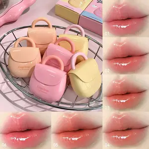 Gegebear Mini Bag Dual Effect Lip Gloss, Water Shine Mirror Finish Matte, Energizing Cute Versatile Lip Makeup, Perfect for Everyday Use, Glossy