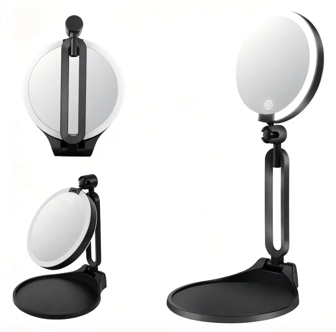 6in Classic Rechargeable Portable Lighted Glass Magnifying Mirror - 30X/1X Double-Sided, Dimmable Lighting, Foldable 360° Angle Adjustable Bathroom Gadget, Compact Storage, Mother's Day Gift, Travel Essential