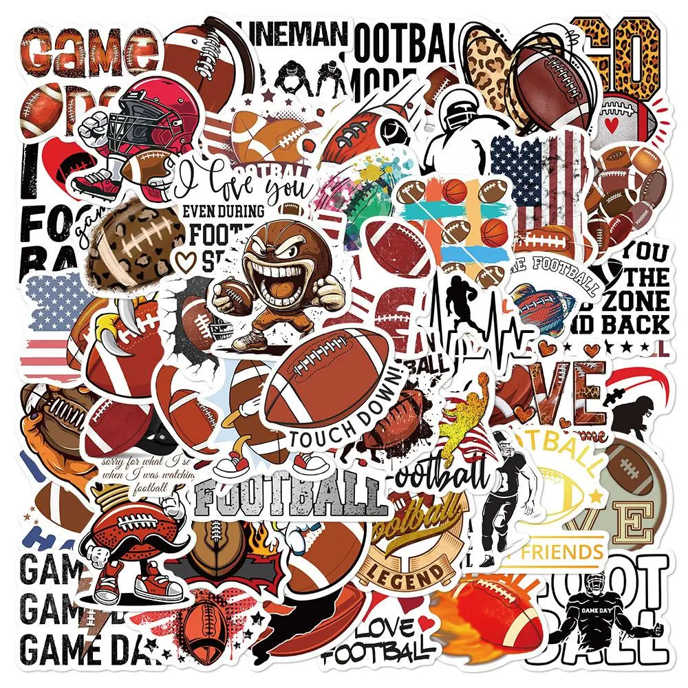 Football Themed Sticker, 50pcs/set Waterproof Self Adhesive Decor Paper, Decor Sticker for Gift Greeting Card Water Bottle Laptop Phone, Decorative Stickers