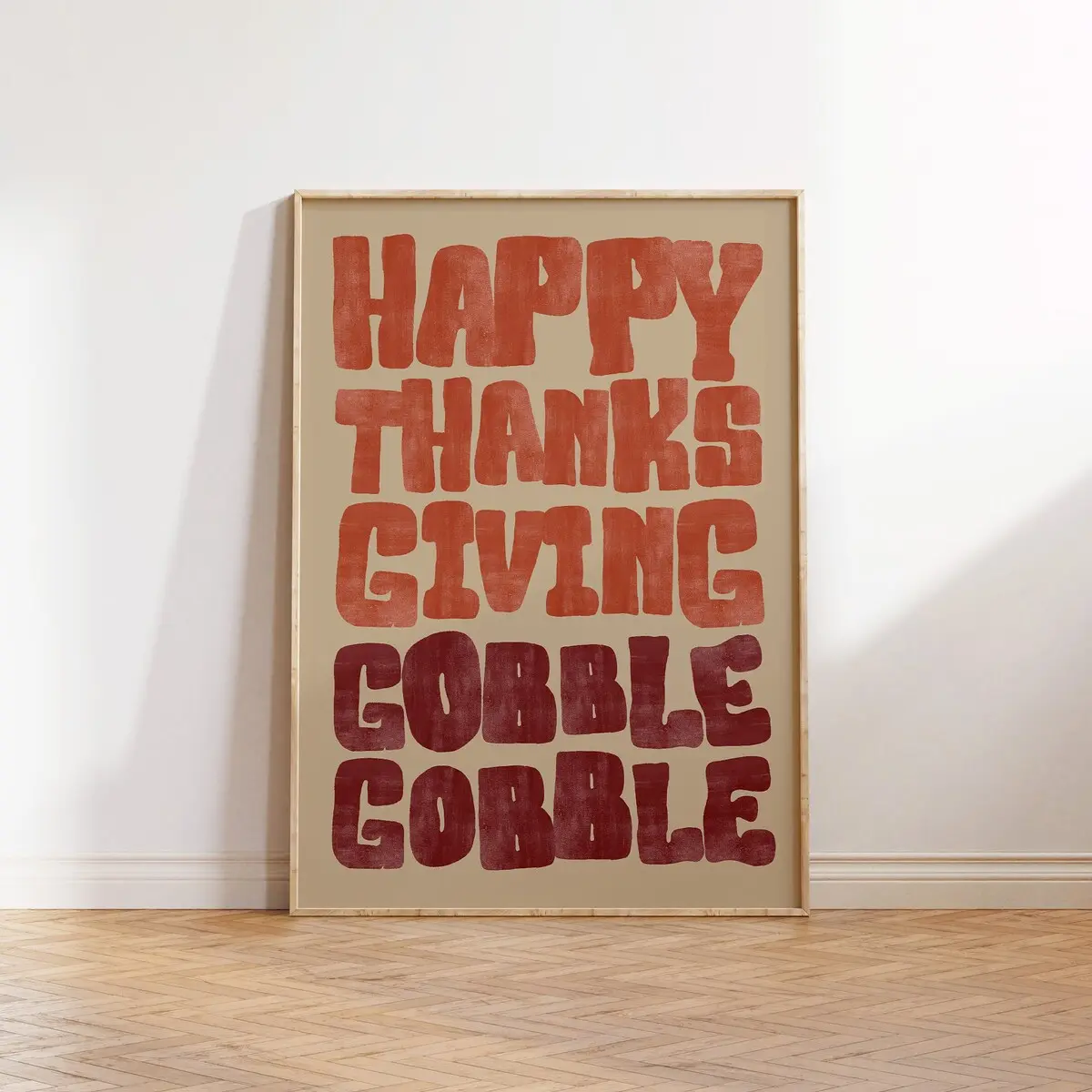 Vintage Thanksgiving Print, Funny Autumn Typography Wall Art Turkey Poster, Unframed
