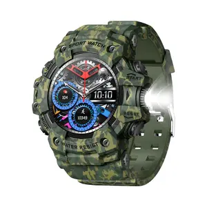 Military Smart Watches for Men Women Fitness Watch with Flashlight Compass Watches Bluetooth Text Call 100+ Sports Modes Sleep Monitor Smartwatch Compatible with Android IOS Phones