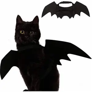 Pet Cat Costume Bat Wings Apparel for Small Dogs and Cats, Puppy Cosplay Collar Bat Halloween Costume