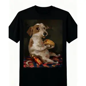 Dog Chill With Taco Graphic T-shirt y2k fashion Streetwear Comfort Shortsleeve Casual Funny Meme Humor Tee Dog Lover Unisex Soft Cotton Crewneck gift