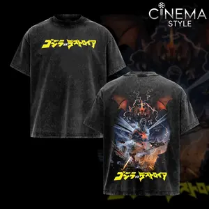 Godzilla vs. Destoroyah Acid-Washed Cotton T-Shirt, Vintage Graphic Tee for Fans of the Series Godzilla, Top Streetwear Cotton Design for Men and Women, Unisex T-Shirt Hot