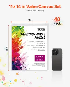 VEVOR Canvas Boards for Painting, 11 x 14 Inch White Canvases for Painting, 48 Pack Painting Canvas Panels for Sketching, Acrylic and Oil Painting, Watercolor, Paint Canvas for Kids and Professionals