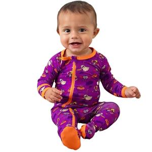 bestaroo purple boo crew baby footie pajamas – super soft bamboo, dual zipper for easy changes, fold-over mittens, cozy & snuggly, nb & 0-3m, year-round wear