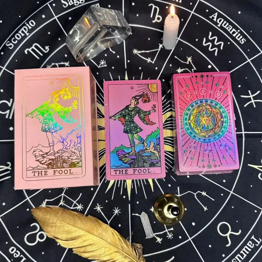 Rose Gold Tarot Card Gift Set 2026 Fashion Mysterious Interesting Toys Home Party Together Popular Playthings For Children Waterproof PET Material