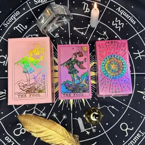 Rose Gold Tarot Card Gift Set 2026 Fashion Mysterious Interesting Toys Home Party Together Popular Playthings For Children Waterproof PET Material
