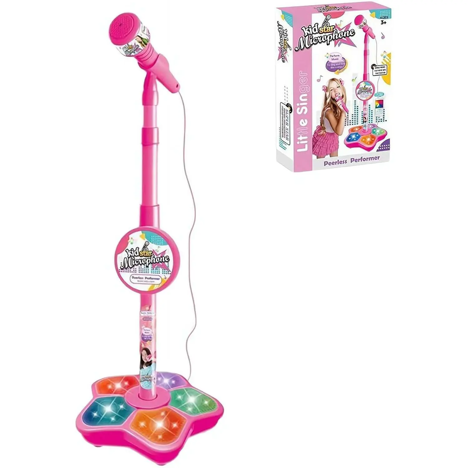 Toddler Karaoke System - Portable Machine with Adjustable Stand, LED Lights, 100*21 cm Durable Toy Gift for 3+ Years Old Boys & Children, Toddler Karaoke Machine