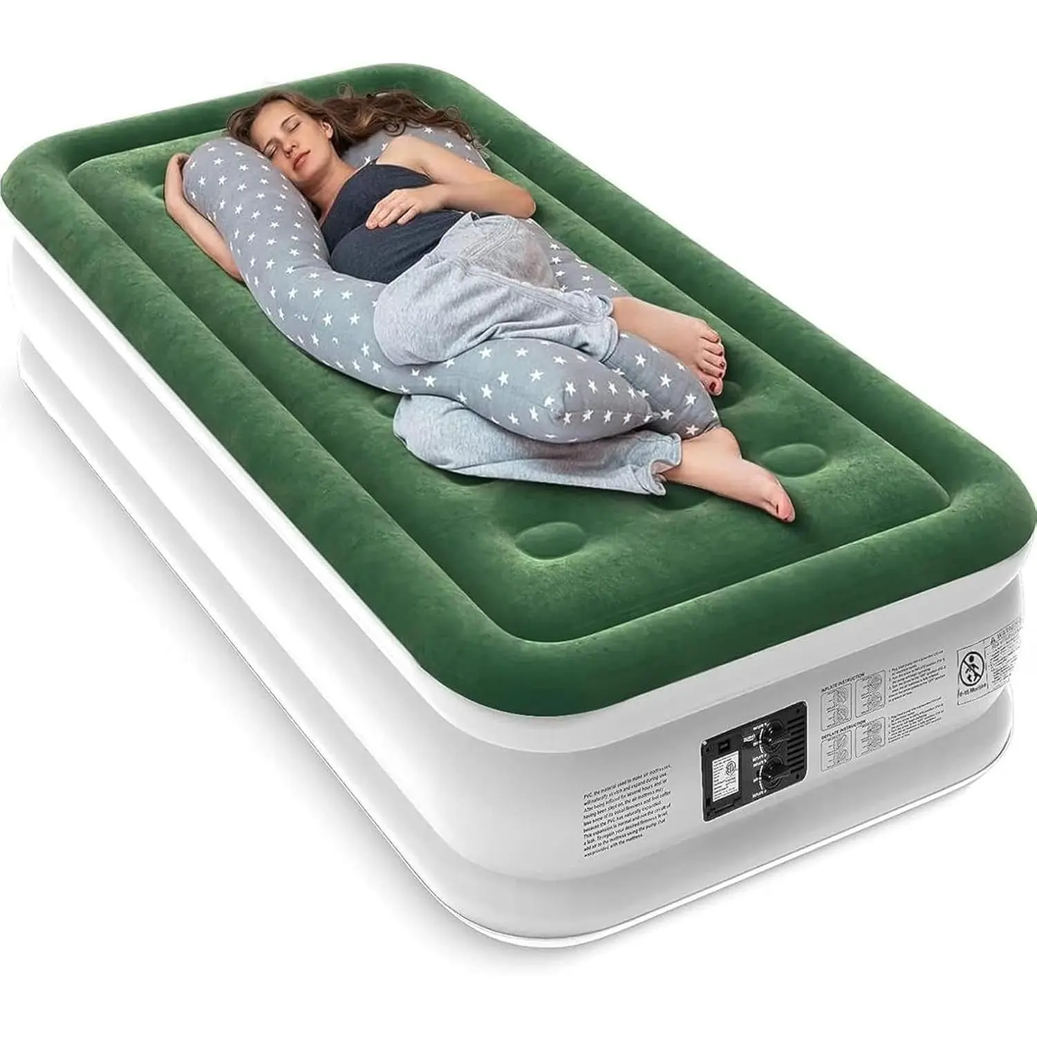 Upgraded Twin Air Mattress with Built-in Pump - 2 Mins Quick Self-Inflatable, 18in/550lbs Max Capacity, Strong Support, Portable for Camping, Home Guests, Travel