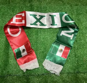Custom Scarf Mexico, Germany, Portugal, Spain, Brazil, France, Satin Football scarves 14x130cm