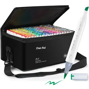 Chen Rui 48-180 Professional Alcohol Markers Brush & Chisel  Dual Tip Art Marker Pens with Base Drawing Supplies Kit Perfect for Artist Adults Anime Coloring Sketching Illustrations Gift for Christmas Back to School- Refillable
