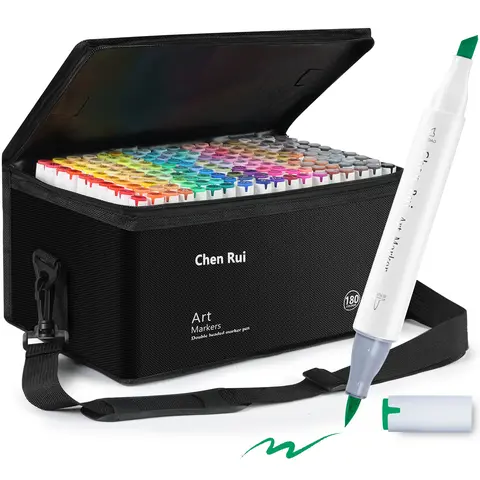 Chen Rui Dual-Tip Alcohol Markers Set - Brush & Chisel Tips, Vivid Pigments, Waterproof Ink, Markers for Coloring, Art Supplies for Illustration Students & Artists, Back to School Shopping