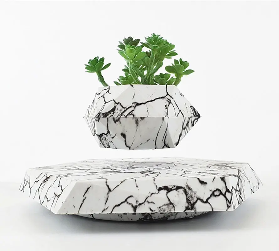 Levitating Plant Pot Marble Color Floating Planter Bonsai Pot Office Home Decoration
