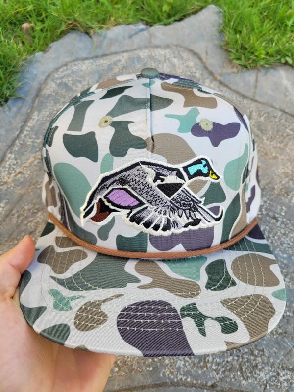 Mallard Duck Rope Camo Snapback Hat - Durable Rope Material, Secure Snapback Closure, Natural Camo Design