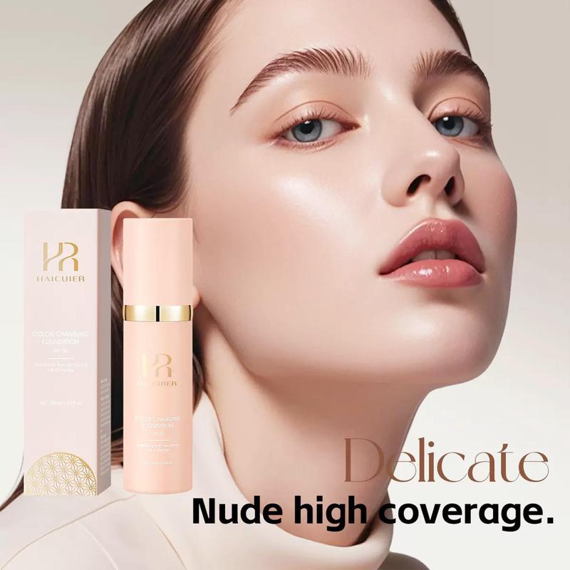 Color‑changing sunscreen foundation; matte, waterproof finish; lightweight, smooth texture; buildable coverage for contouring and concealing imperfections; warm‑toned color‑changing foundation that brightens the complexion; long‑lasting wear; can cover da