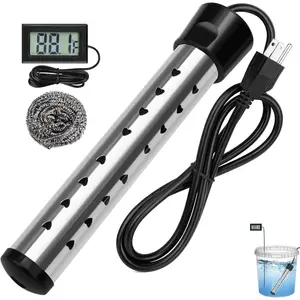 2000W Immersion Water Heater Electric, Fast Heating Portable Water Heater with 304 Stainless Steel, Bucket Heater with Digital LCD Thermometer for Home Camping Bath Pool Outdoor Use ﻿