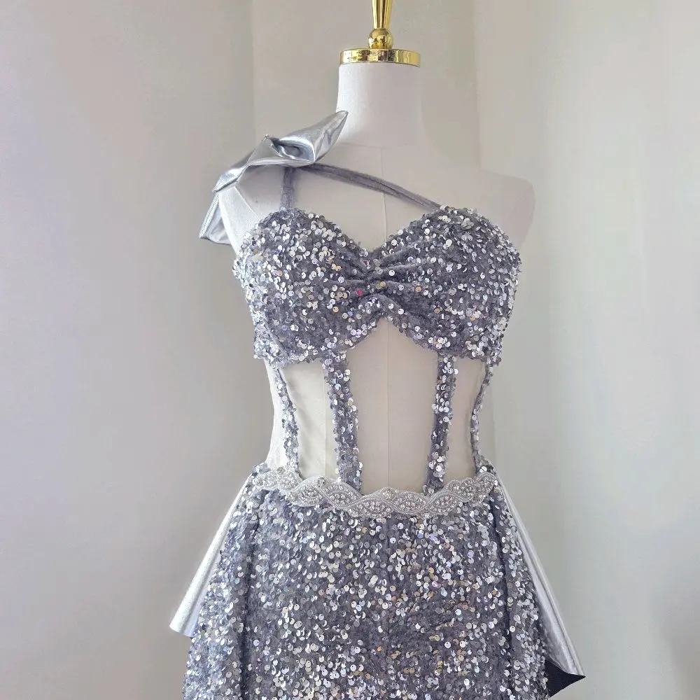 Romper Quinceañera para baile sorpresa color silver size S