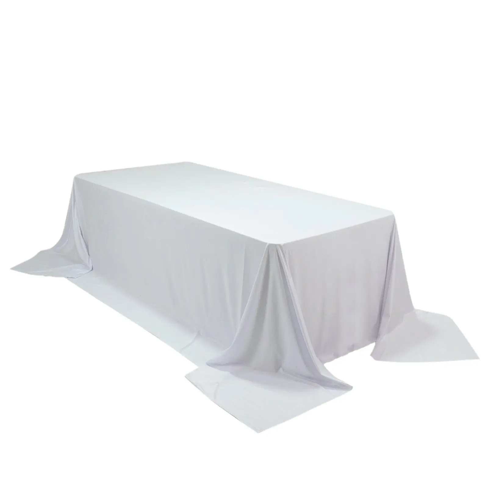 White Scuba Fabric Rectangular King Tablecloth - 108in x 156in Extra-Wide, Wrinkle-Free, Stain-Resistant Banquet Linen, Washable Table Cover for 8ft Outdoor Tables, Machine Wash Safe for Food & Beverage Use