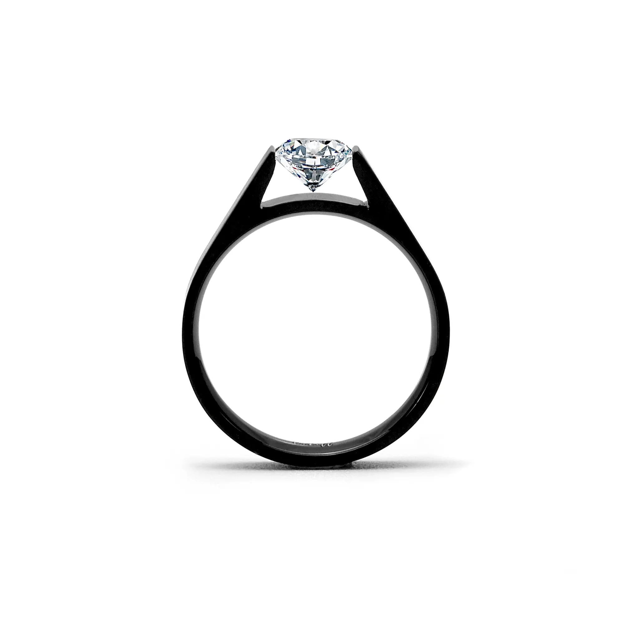 RG096B B.Tiff Tension Black .75 ct Round Solitaire Engagement Ring