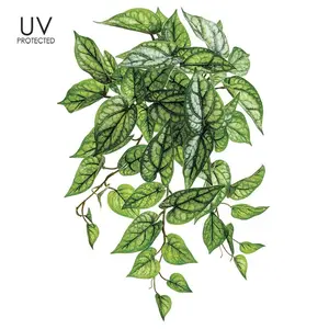 18" UV Protected PVC Peperomia Leaf Bush Two Tone Green