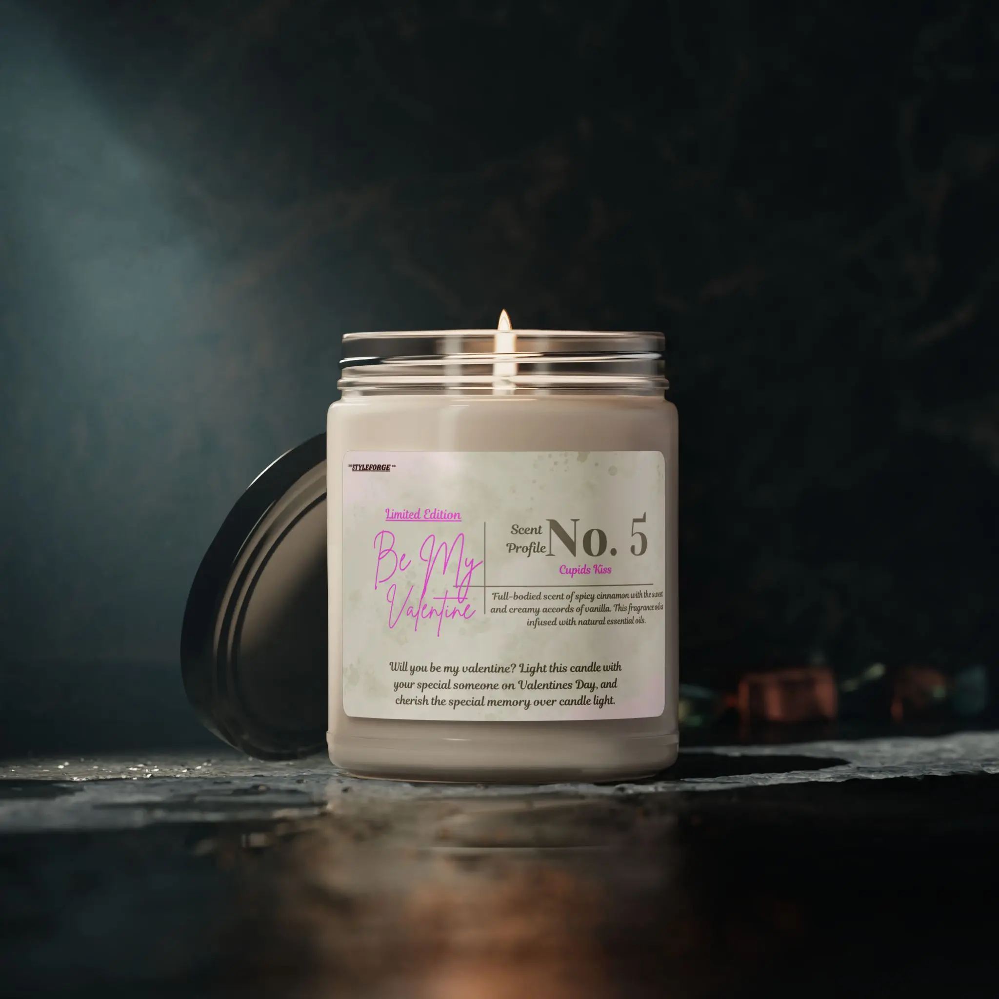 "Be My Valentine" Limited Edition Soy Candles 9oz, Cinnamon + Vanilla Scent, Valentines Day Gift, Aromatherapy Candle Decor Glass