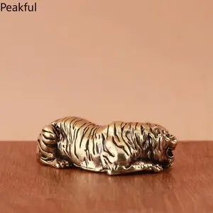 Tiger King Brass Statue – Vintage Copper Animal Figurine, Miniature Paperweight, Unique Desk Decor, Ideal Gift for Collectors, Perfect for Adding Charm to Your Office or Living Space