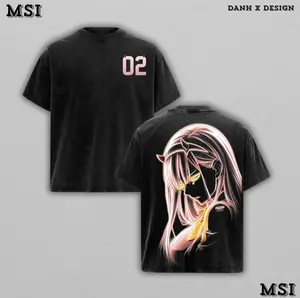 Zero Two | Darling in the Franxx Inspired Washed Tee Hoodie Sweater Double Printed “Crimson Darling — The Girl Who Dances With Destiny” — For Anime Fans, For Gift Drops That Bloom With Rebellion
