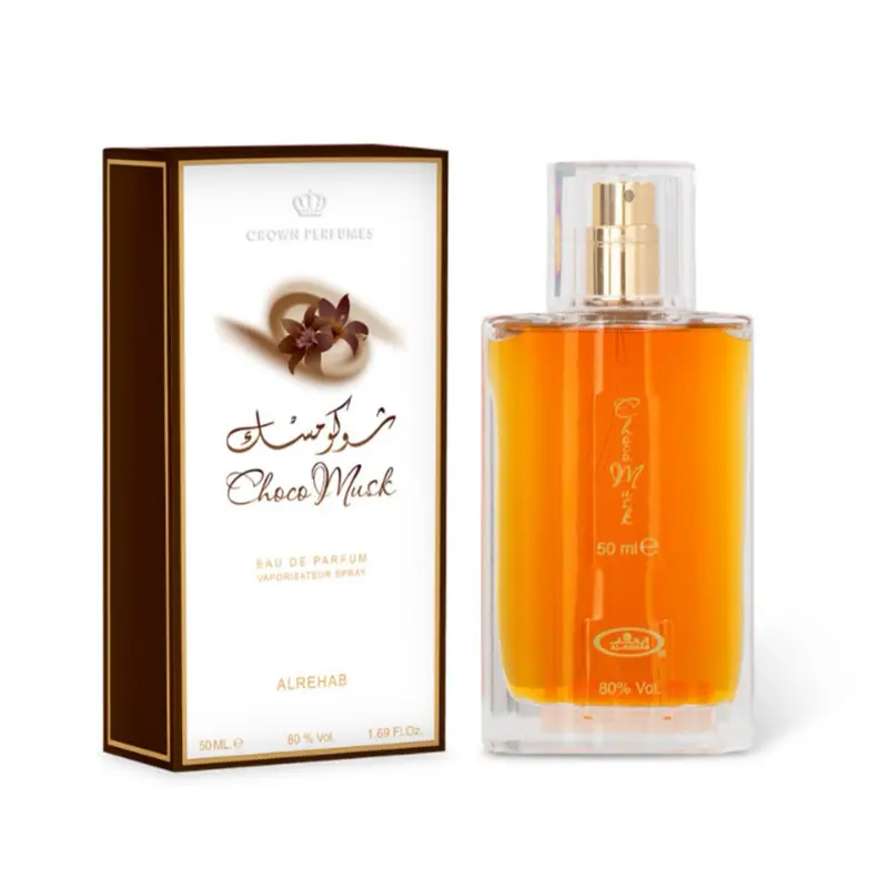 Al-Rehab Choco Musk Eau De Parfum Spray 50ML 1.7 OZ Warm Spicy Amber Top Notes Sweet Powdery Vanilla Middle Notes Chocolate Musky Cocoa Base Notes