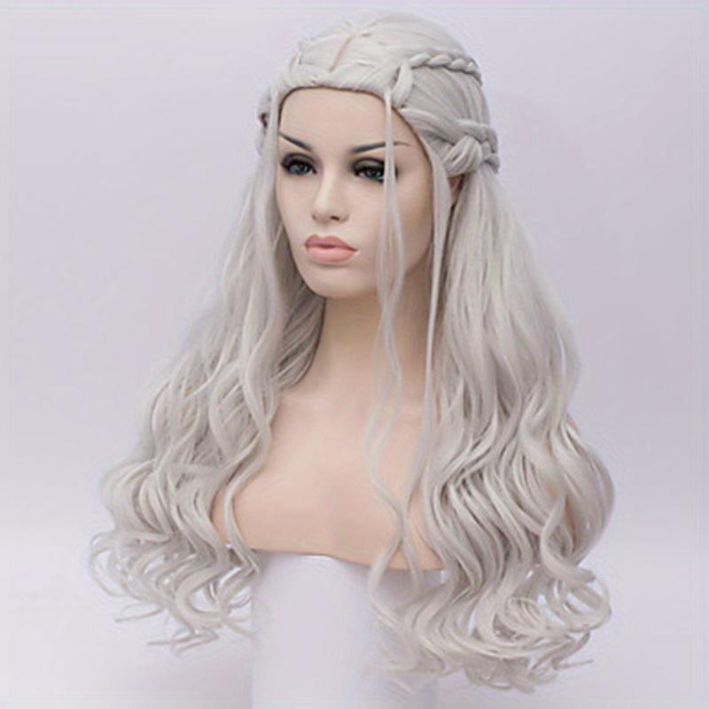 Long Silvery Braided Wig for Women, Designed for Cosplay As a Dragon Queen