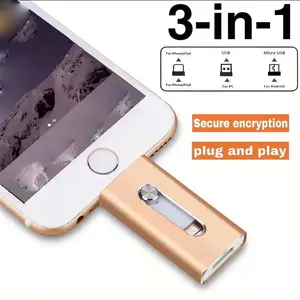3 in 1 Flash Pen Drive, Portable Memory Stick Encrypted Thumb Drive, Photo Stick with Micro USB for Android Phones/PC, External Storage, Tech Gadgets