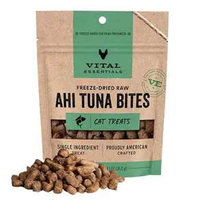 Vital Essentials Freeze Dried Cat Treats | Salmon Bites, Single Protein | Premium Quality | Grain Free, Crunchy Cat Treats, 1.1 oz Bag
