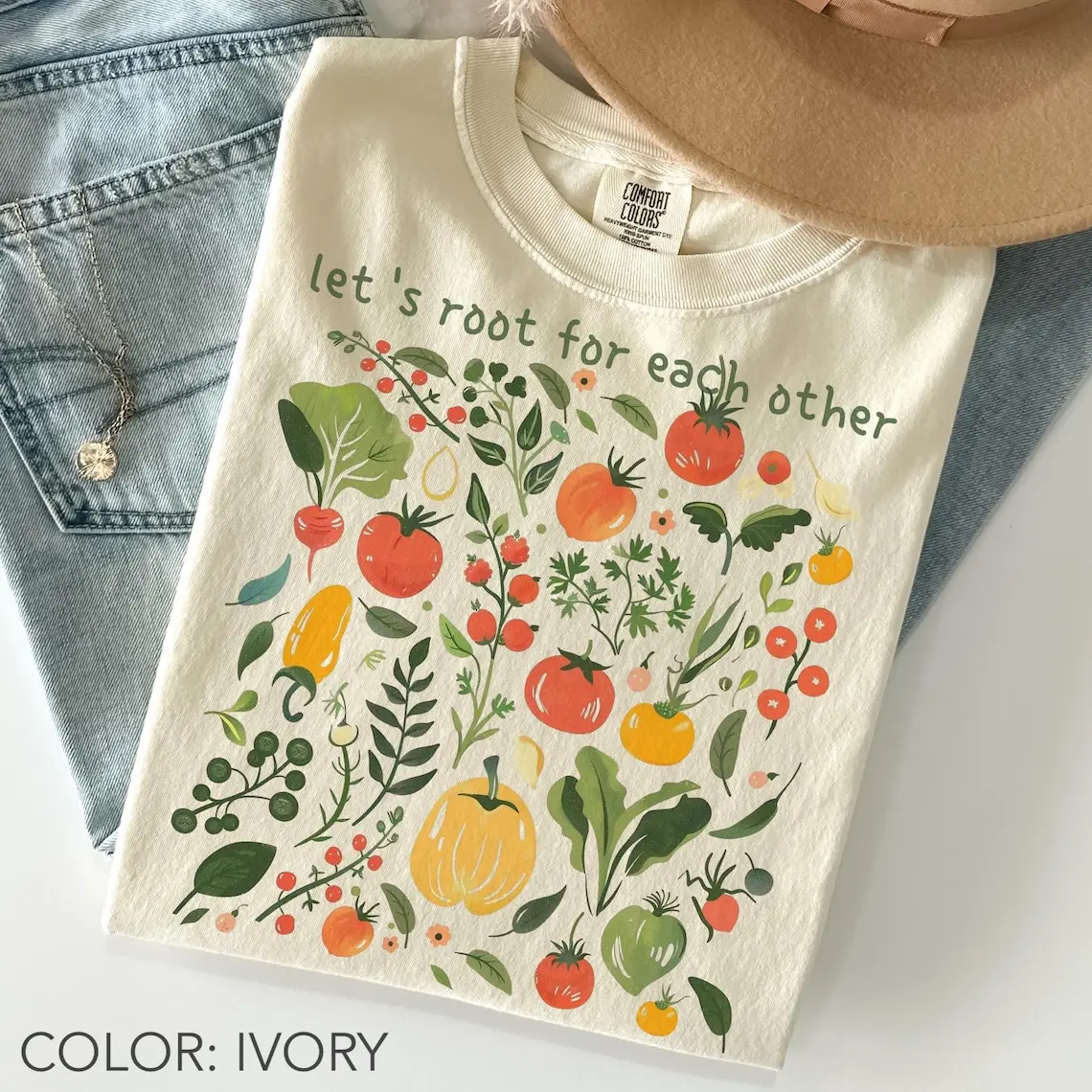 Let's Root For Each Other Vegetable T-Shirt, Botanical Garden Shirt, Tomato Turnip Veggie Lover Gift, Cottagecore Vegan Shirt Tshirt