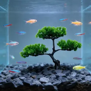 Artificial Aquarium Bonsai Tree Decor, Realistic Pine Tree Fish Tank Decoration, Plastic Plant Water Grass Ornament