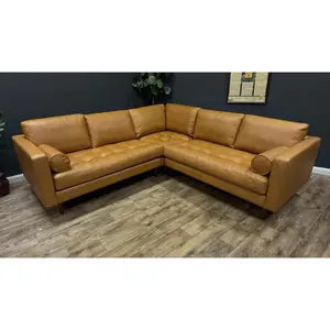 Poly & Bark Napa Leather Corner Sectional Sofa — Cognac Tan