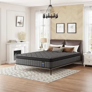 Euro Top Hybrid Mattress – Gel Memory Foam & Pocket Springs, Back Pain Relief, 12" & 14"