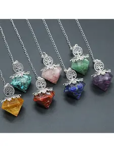 7 Chakra Tree of Life Crystal Pyramid Necklace, Handmade Natural Gemstone Healing Pendant for Chakra Alignment & Positive Energy, Perfect Spiritual Jewelry Gift for Her