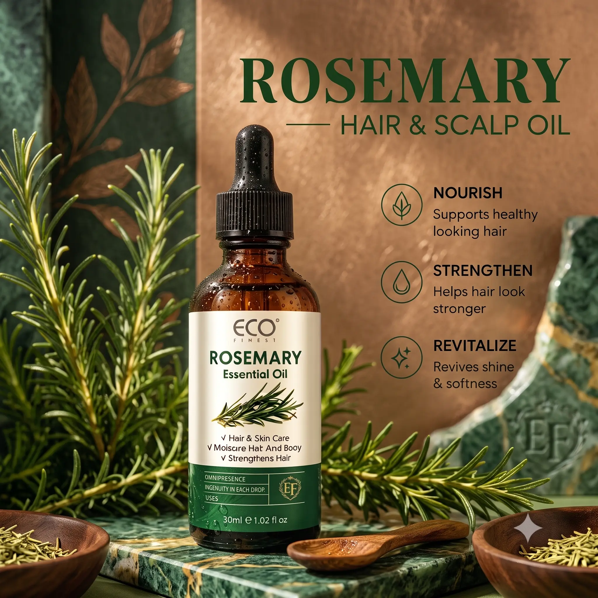 【BUY 2 GET 1 FREE】Rosemary Essential Oil, 2 fl oz, Easy-Use Dropper Bottle | DIY for Natural Aromatherapy, Soap, Diffuser, Candles, Body & Scalp Massages | Uplifting Woody Aroma | Cruelty Free