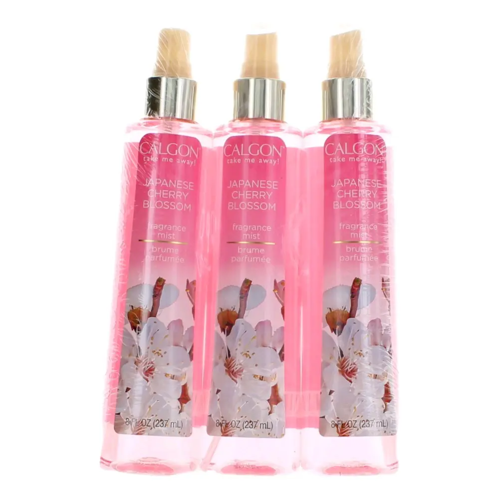 Calgon Fragrance Mist for Women, Japanese Cherry Blossom Scent, Soft Floral & Refreshing Aroma, 8 oz (3 Pack), Light Mist, Refreshing Spritz, Relaxing Aroma