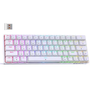 Dk63 60% Wireless Mechanical Gaming | Bluetooth/2.4g/wired Rgb Backlit Anti-ghosting Compact 63-keys Mini With Blue For Windows Laptop Pc Gamer Typist-white