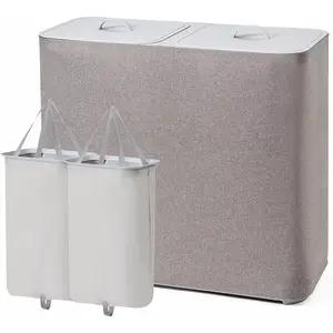 Laundry hamper with lid, Large-sized Laundry Baskets, 2 Dividers Dirty Clothes Basket for/Bedroom