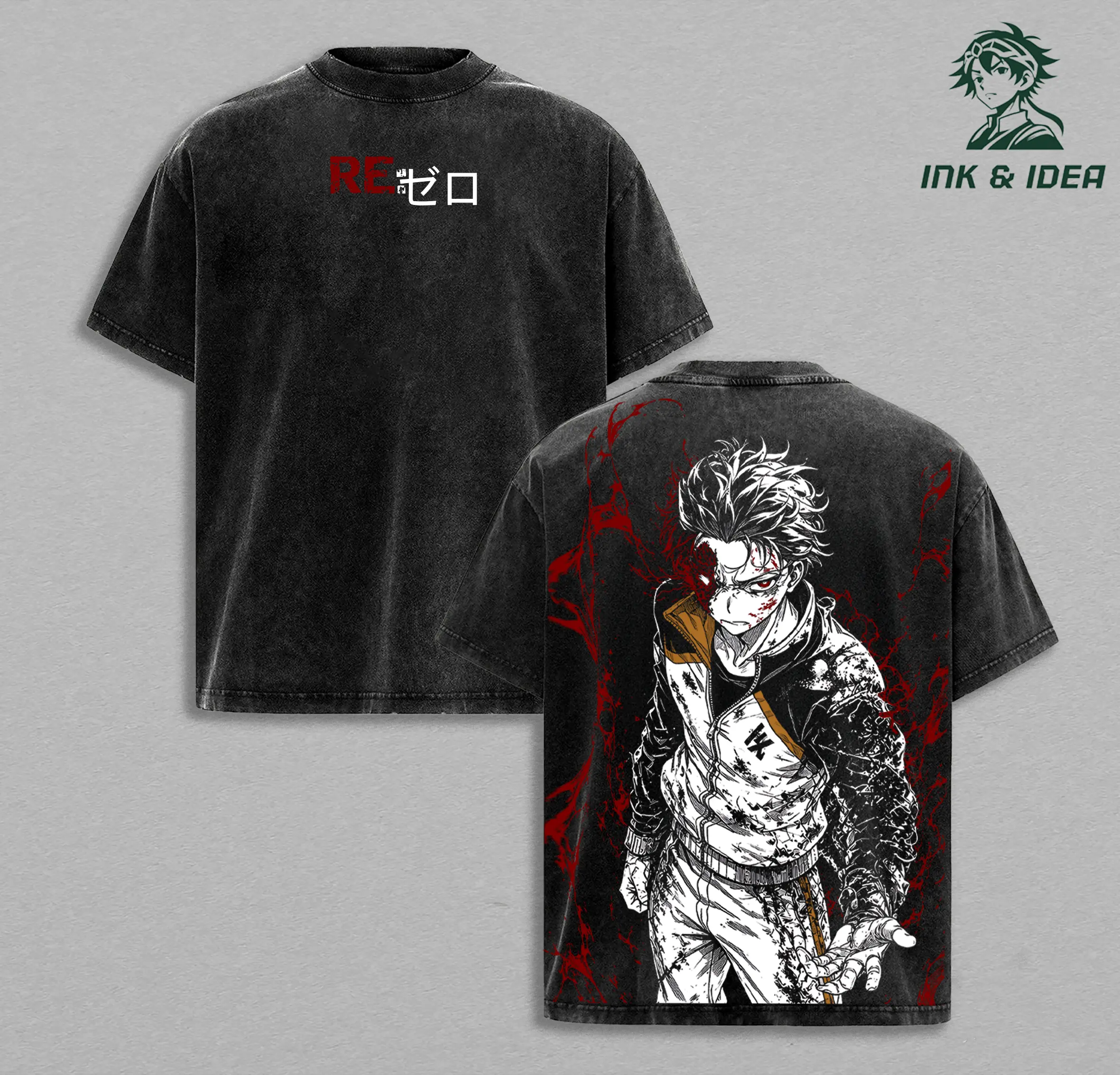 Subaru Natsuki Re:Zero Vintage Washed T-Shirt, Return by Death Dark Fantasy Anime Oversized Streetwear Tee, Heavy Cotton Retro Graphic Unisex Shirt, Manga Aesthetic Top Gift for Re:Zero Fans