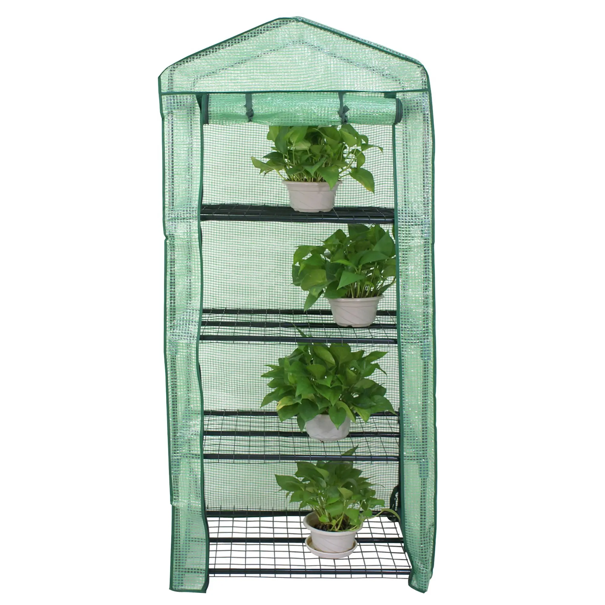 SEGAWE 4-Tier Portable Greenhouse for Gardening - Anti-UV PE Cover, Compact Frame, Sunlight Filtering, Tool-Free Setup, Waterproof Mini Walk-in for Flowers & Plants, 27.3x19x63 In,summerwins