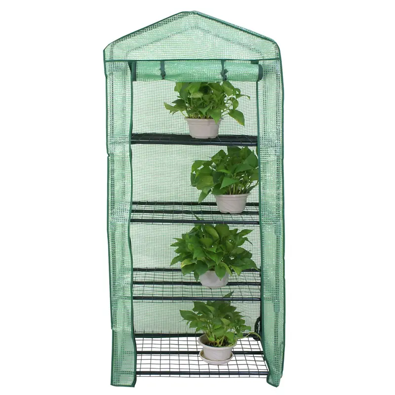 SEGAWE 4-Tier Portable Steel Garden Mini Greenhouse - Anti-UV PE Cover, Compact Frame, Waterproof, Tool-Free Setup, Walk-In Zipper Door, 4tier Seed Space, 27.25"(l)x19"(w)x63"(h) for Outdoor Deck, Balcony Flowers & Plants