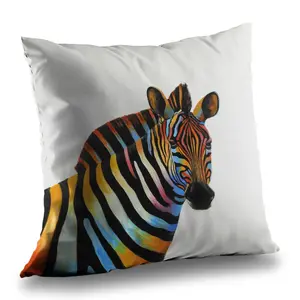 360 Stand 14x14 in. Poly Twill Weave Throw Pillow, Vibrant Zebra Print Blue Animal Theme with Exotic Look - Home Decor Textiles & Soft Furnishings, Vibrant Print